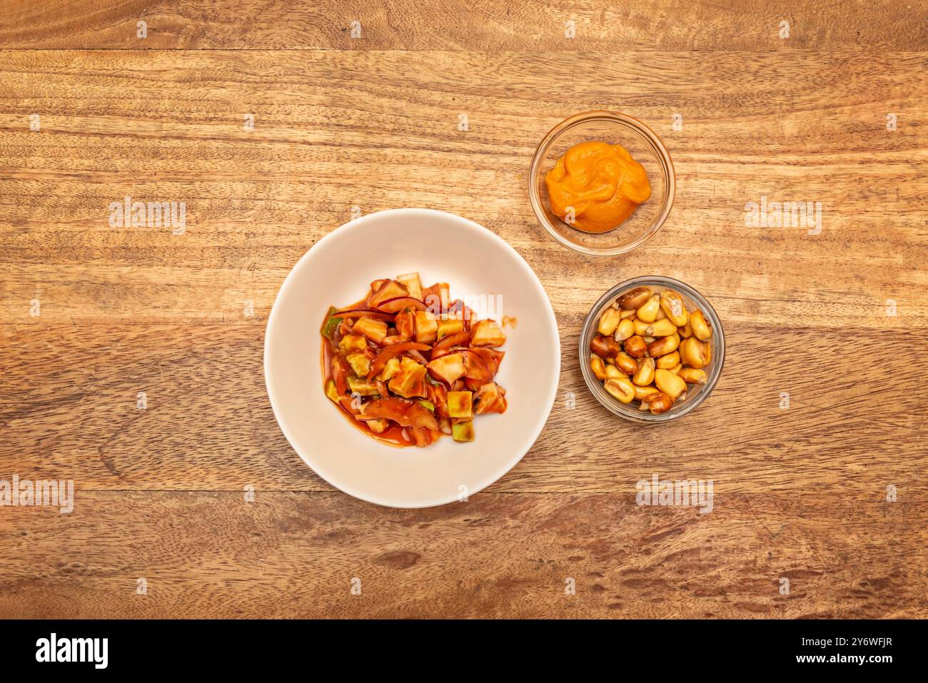 Ceviche is traditionally prepared using raw fish, which is 'cooked' in lemon or lime juice Stock Photo