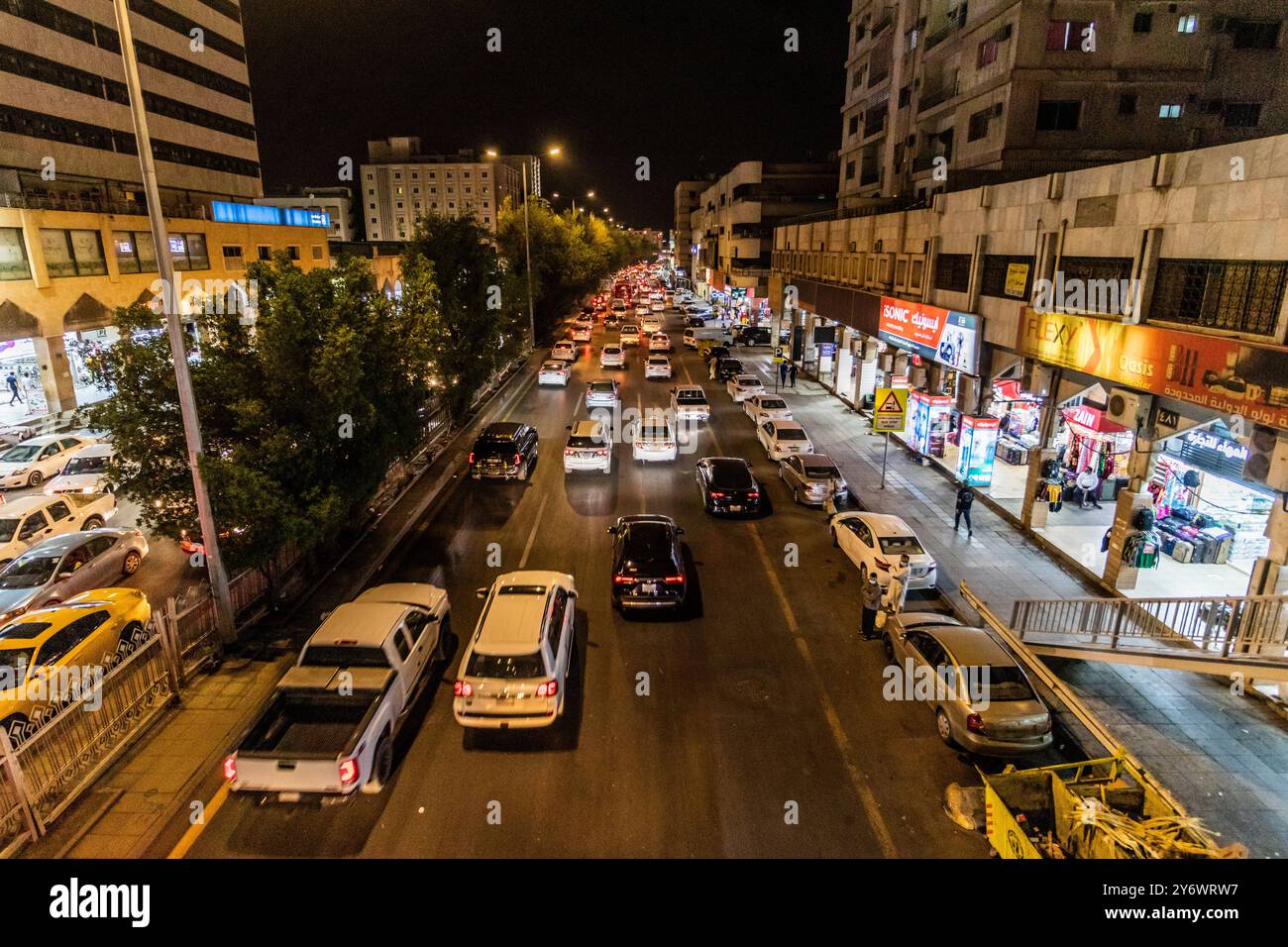 RIYADH, SAUDI ARABIA - NOVEMBER 30, 2021: Night view of Al Bathaa road ...