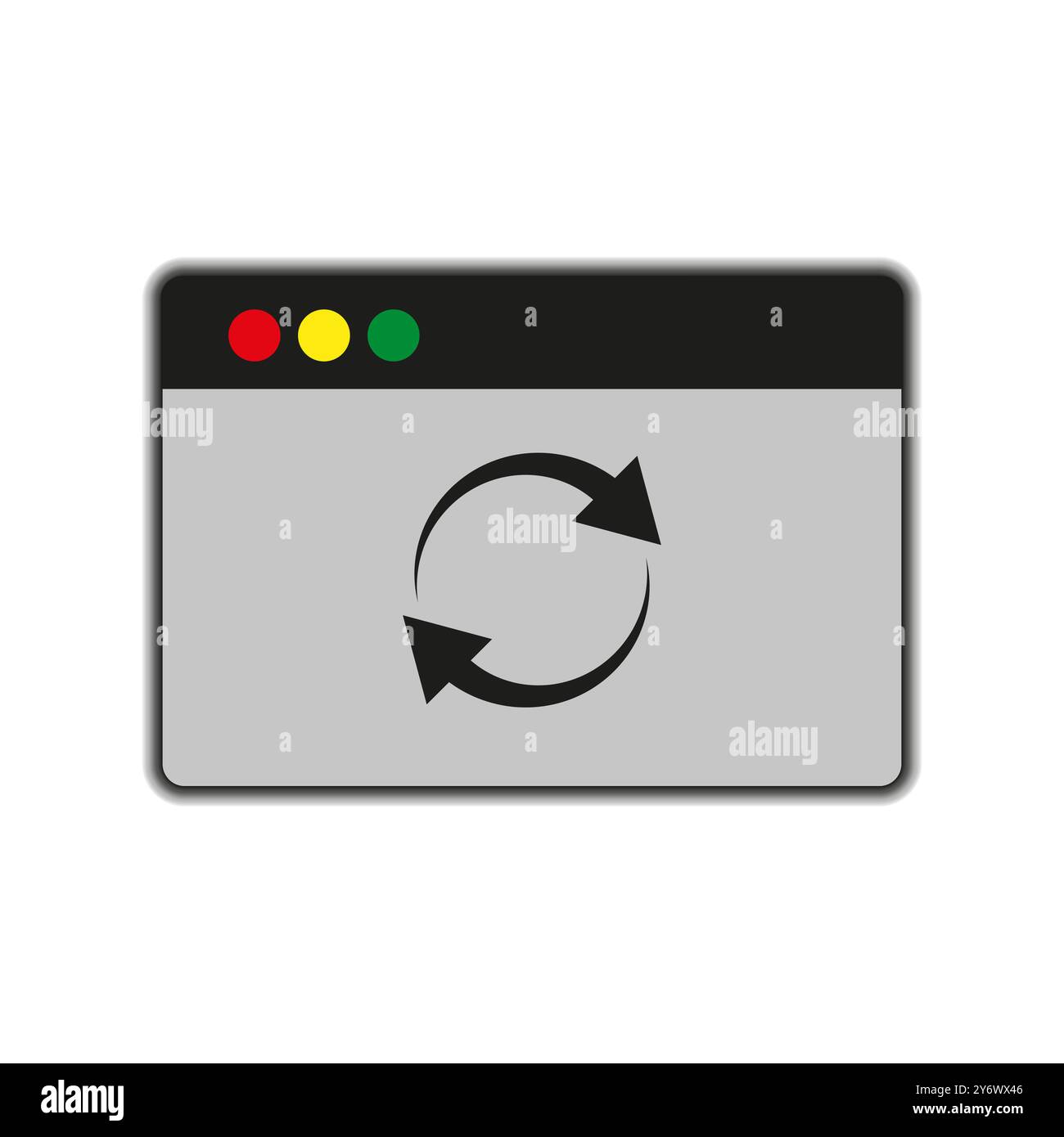 Browser window icon. Refresh symbol focus. Gray background display ...