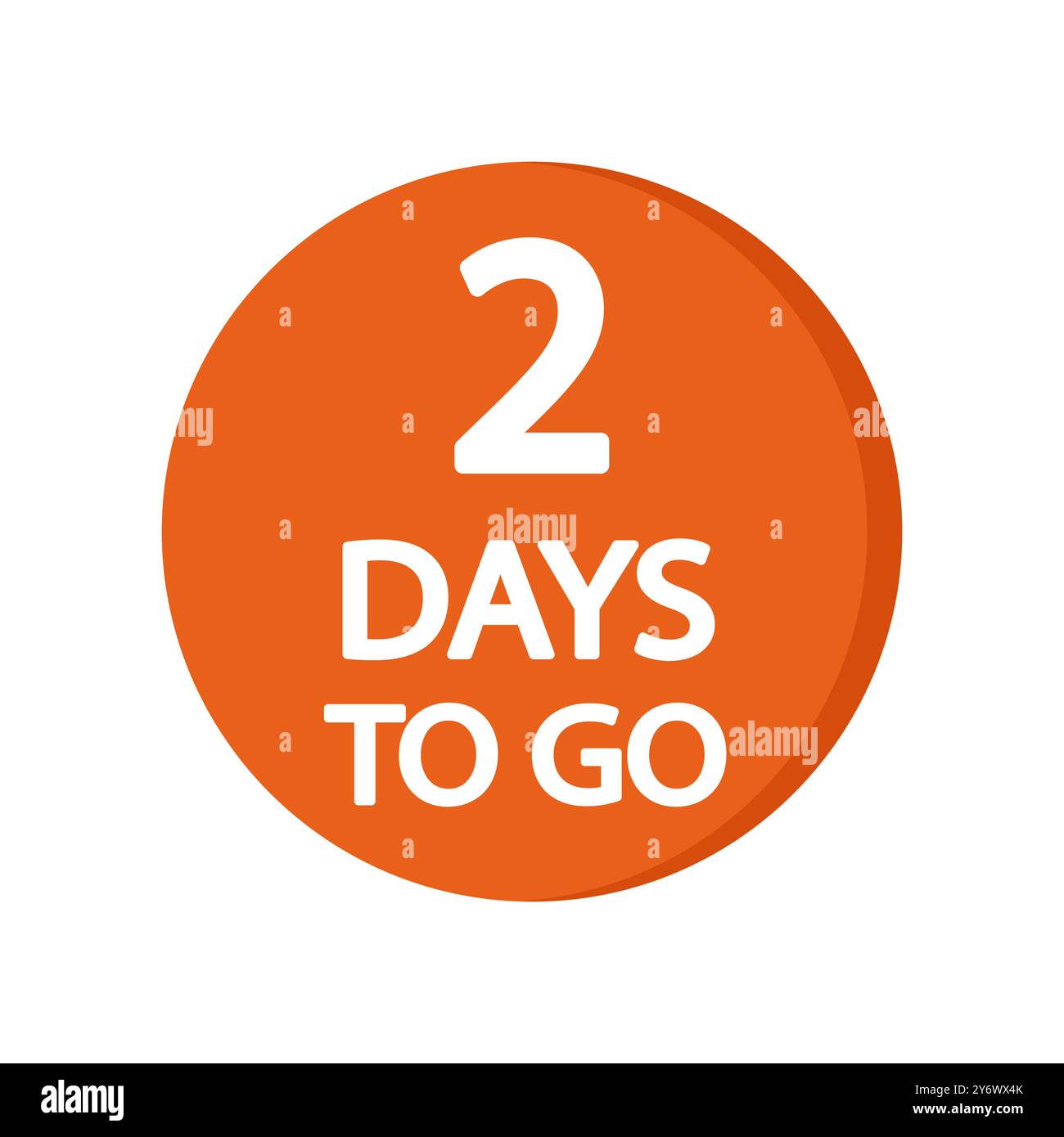 Countdown badge. Bold number two. Orange round icon. Vector symbol. Stock Vector