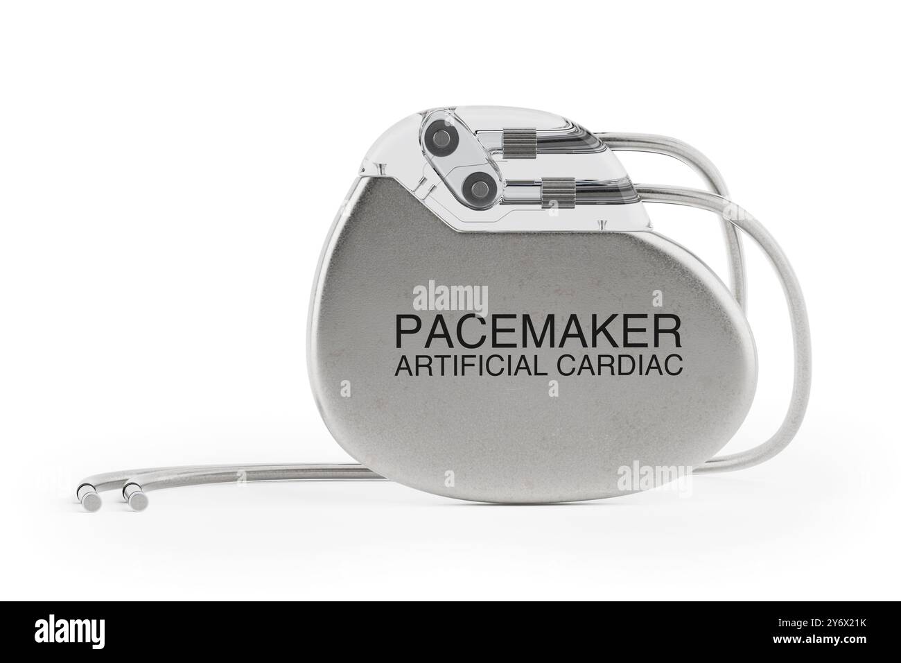 Implantable Artificial Cardiac Pacemaker Device on a white background ...