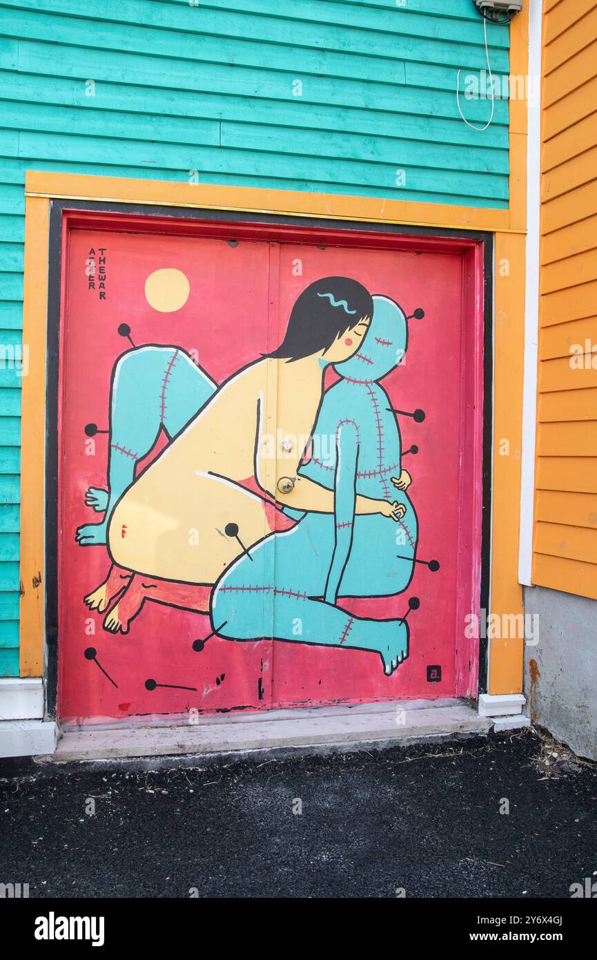 Acupuncture mural in downtown St. John's, Newfoundland & Labrador, Canada Stock Photo