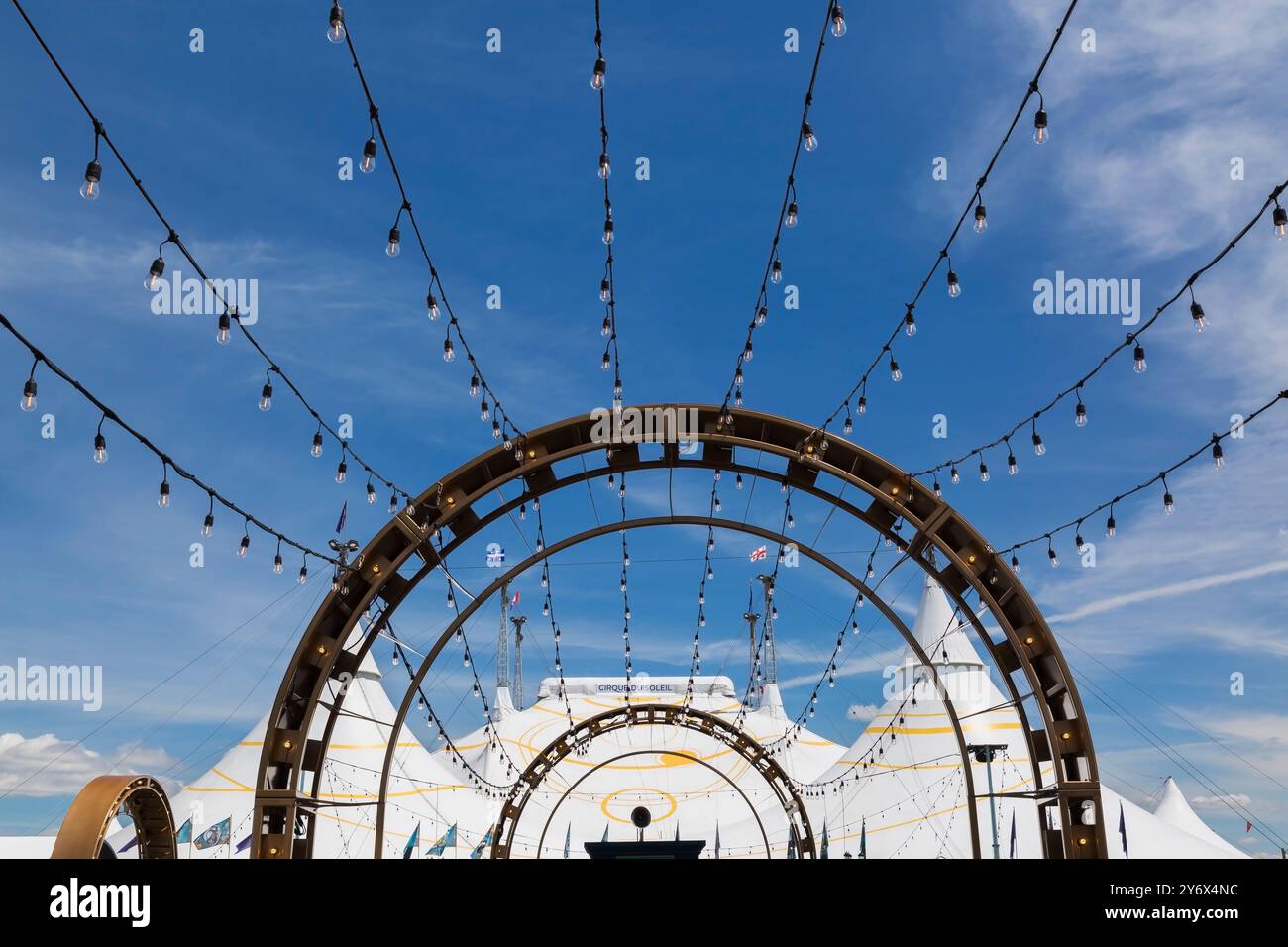 Arches main entrance corridor made of illuminated industrial style ...