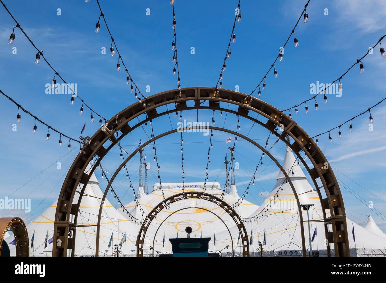 Arches main entrance corridor made of illuminated industrial style ...