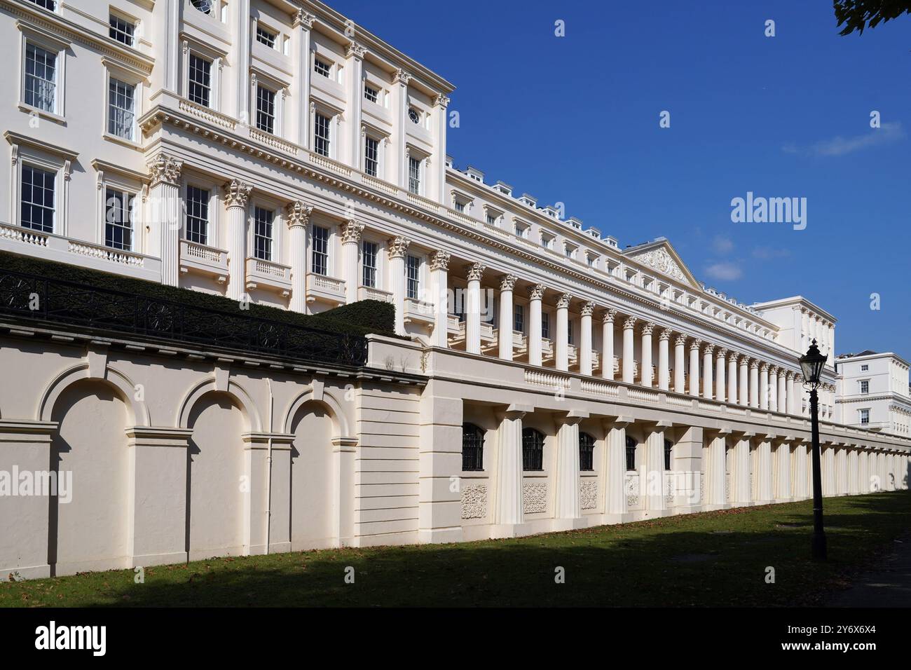 Carlton House Terrace in London, a long row of elegant classical style townhouses from the early 19th century Stock Photo