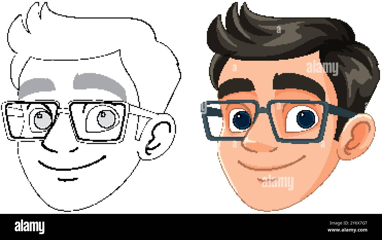 Vector art of a smiling man with glasses Stock Vector Image & Art - Alamy
