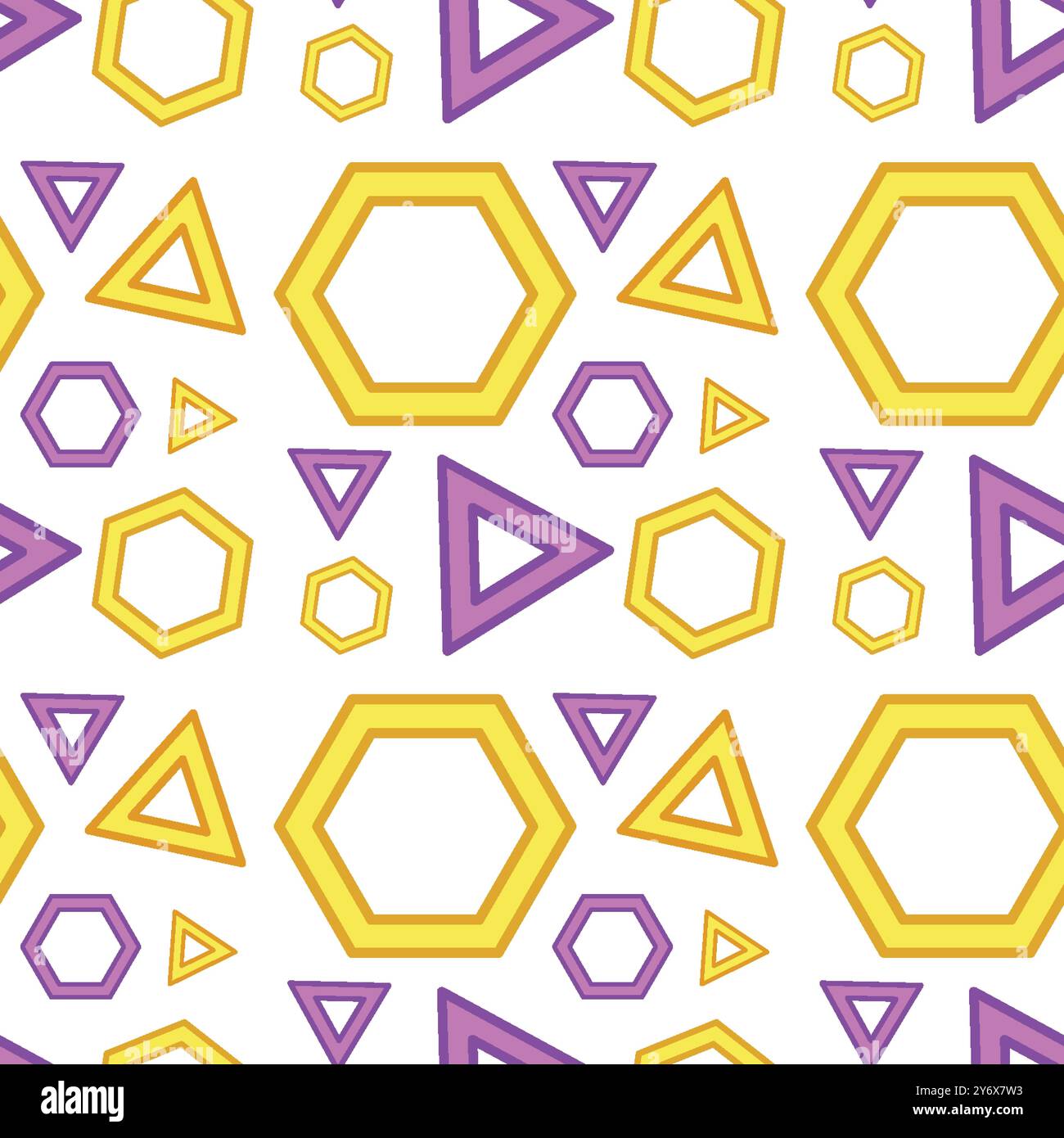 Yellow hexagons and purple triangles on white background Stock Vector ...