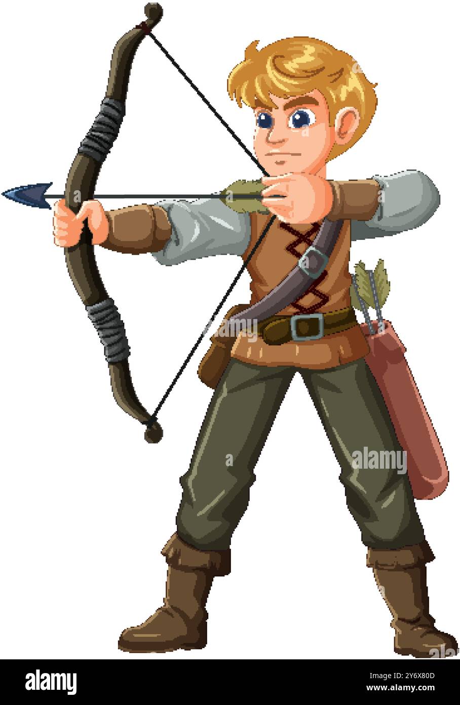 Blonde archer aiming with bow and arrow Stock Vector Image & Art - Alamy