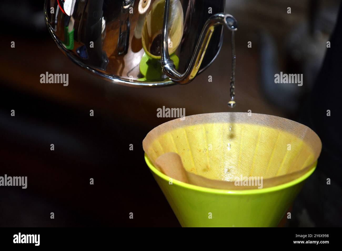 pour over V60 coffee manual brew method Stock Photo