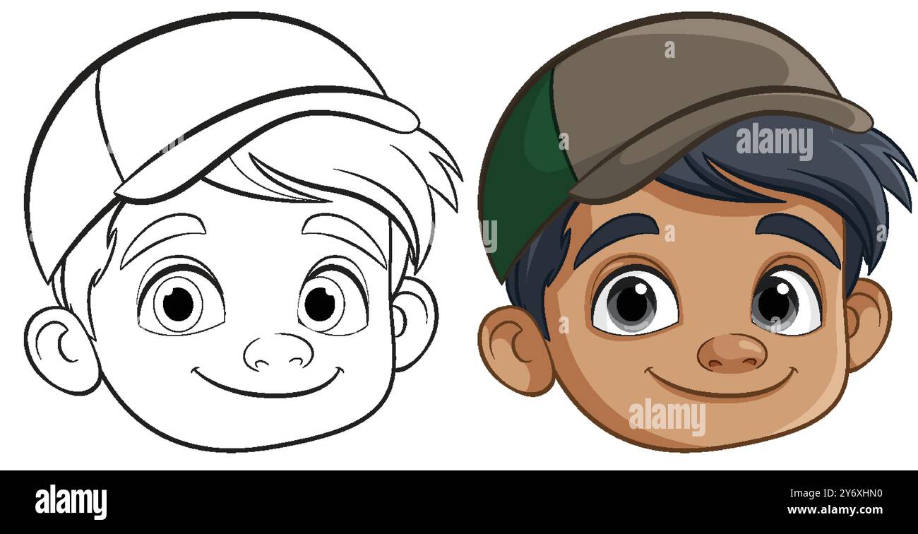 Illustration of a happy boy's face Stock Vector Image & Art - Alamy