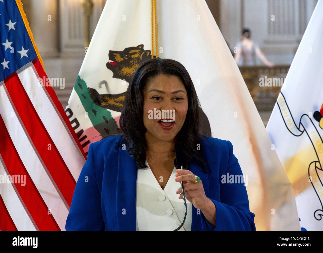 San Francisco, CA - March 19, 2024: Mayor London Breed speaking at a ...