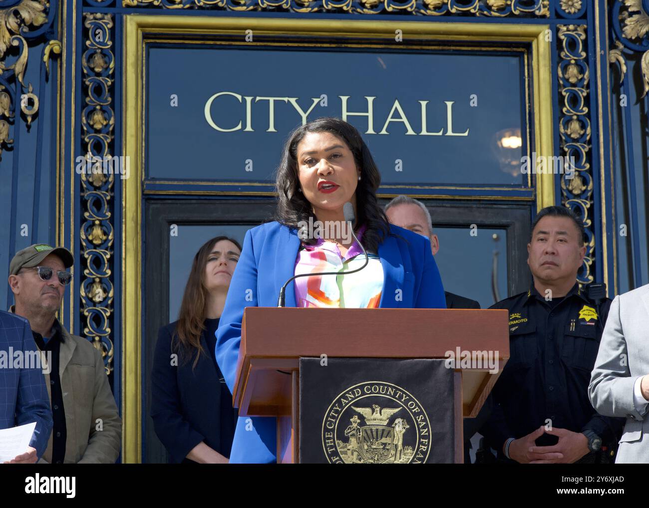 Mayar Modon San Francisco, CA - March 28, 2024: Mayor London Breed speaking at a ...
