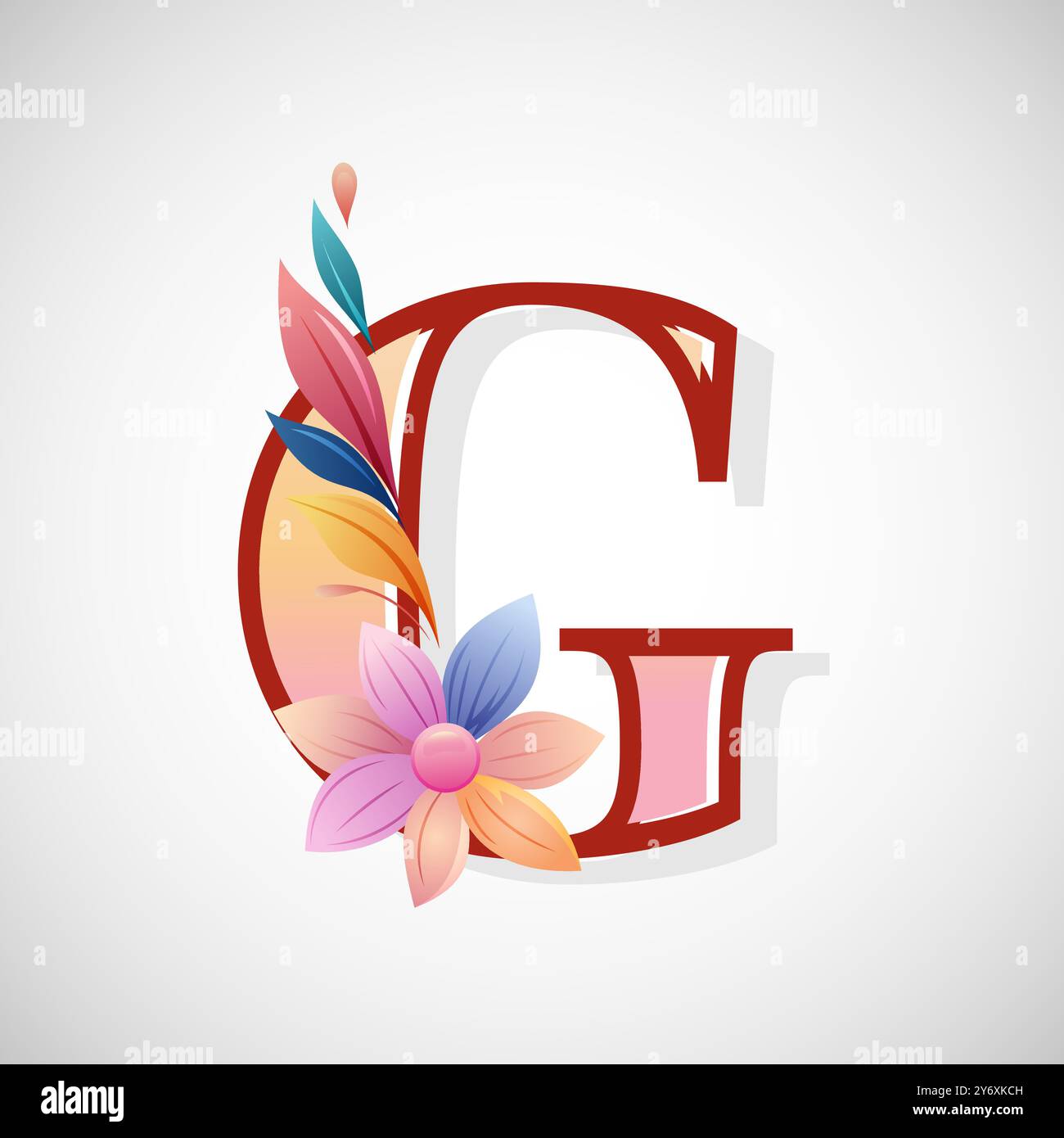 Floral alphabet, Initial letter for wedding invitations, greeting cards ...