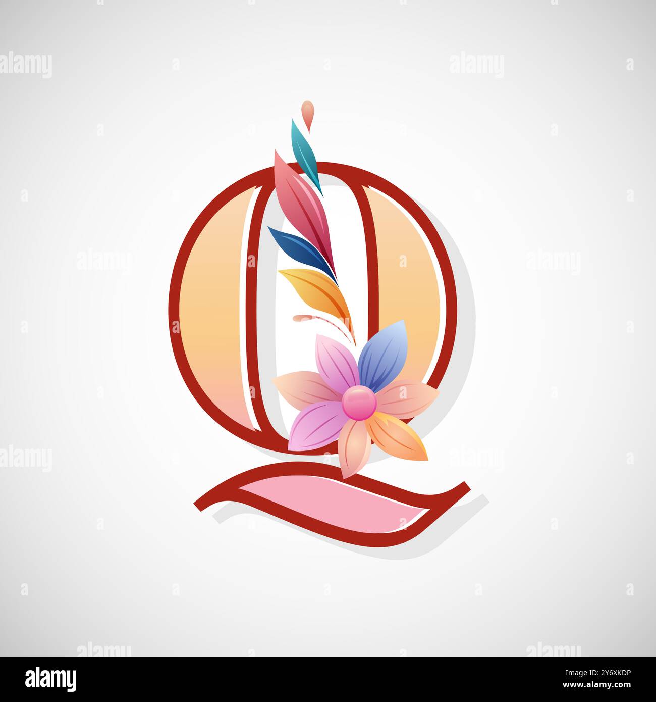 Floral alphabet, Initial letter for wedding invitations, greeting cards ...