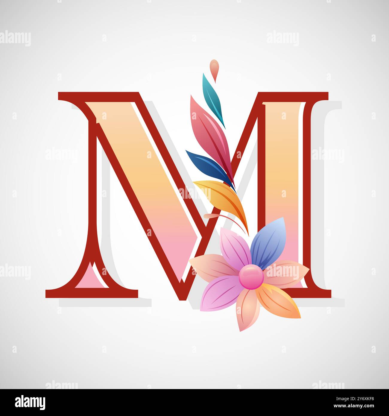 Floral alphabet, Initial letter for wedding invitations, greeting cards ...