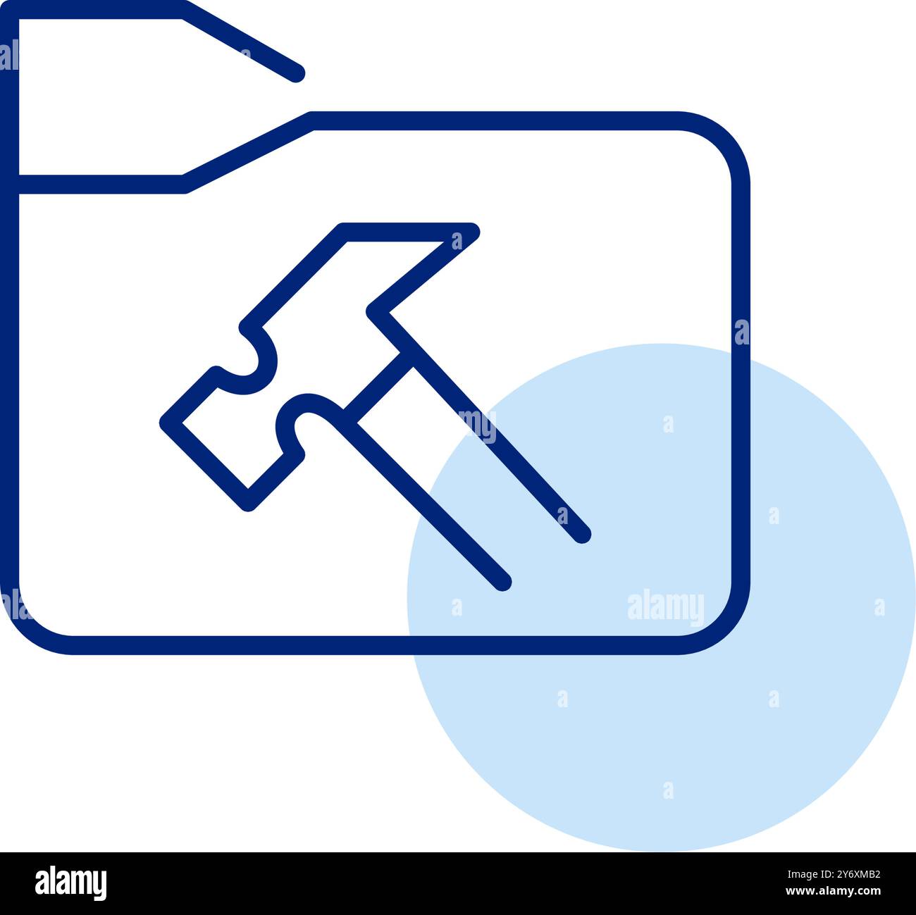 Folder with hammer. File maintenance and system configuration. Pixel perfect, editable stroke vector icon Stock Vector