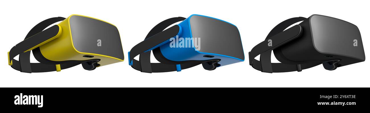 Virtual reality glasses and headset isolated on white background with ...