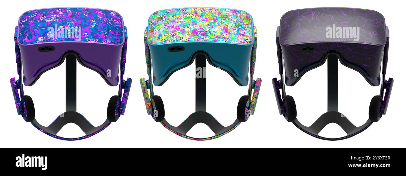 Virtual reality glasses and headset isolated on white background with ...