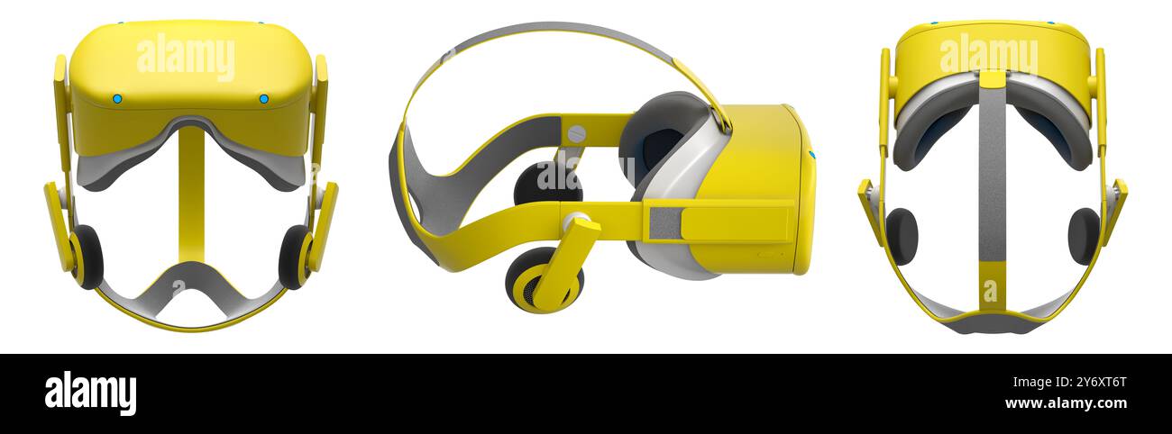 Virtual reality glasses and headset isolated on white background with ...