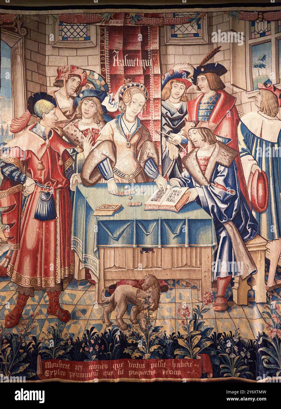 Arithmetic, Tapestry, Paris (?), early 16th century, Wool and silk, National Museum of the Middle Ages, Musée de Cluny, Paris. France Stock Photo