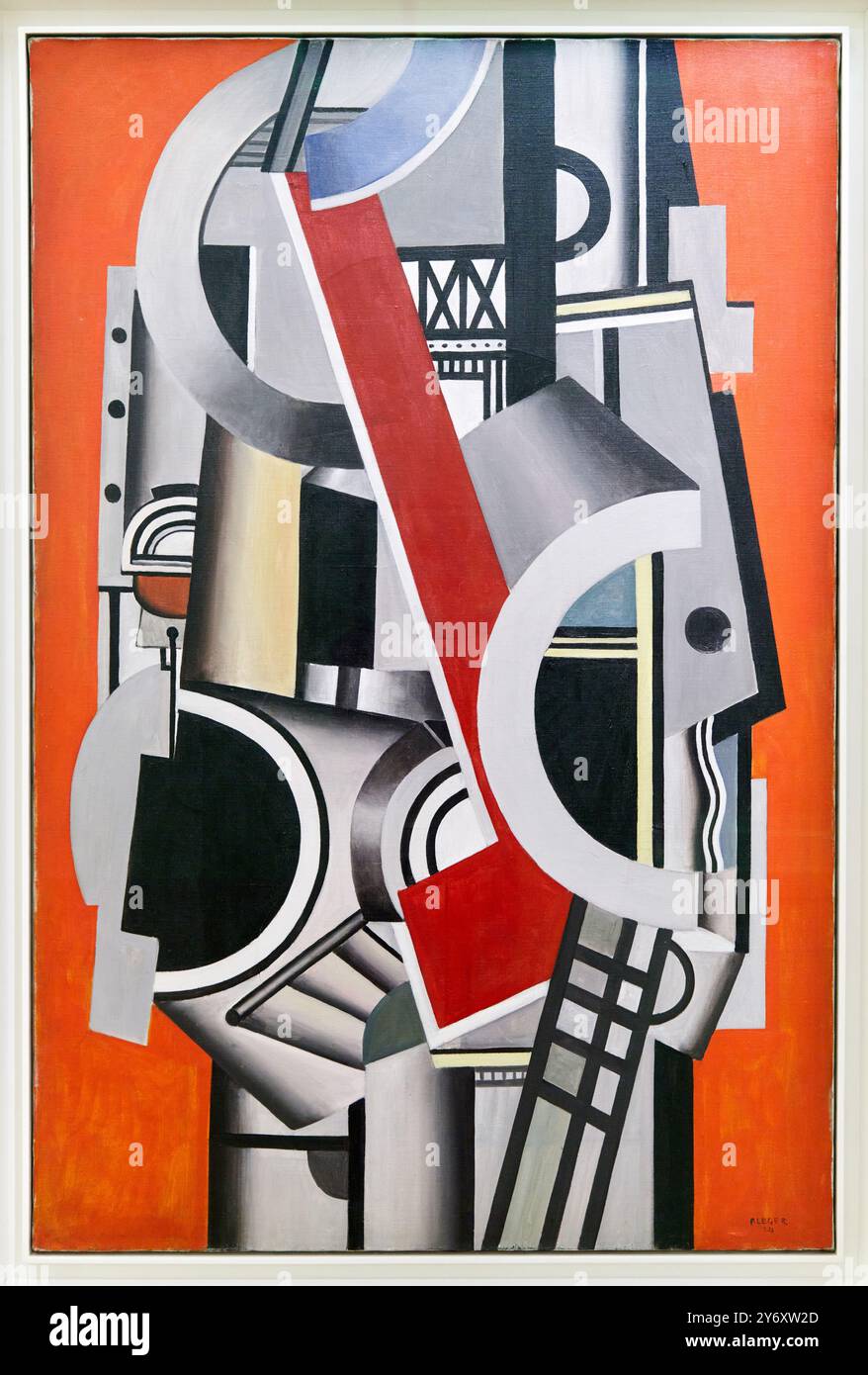 Elément Mécanique sur Fond Rouge, 1924, Fernand Léger, 1881, Argentan (France) - 1955, Gif-sur-Yvette (France), Centre Pompidou, National Museum of Mo Stock Photo