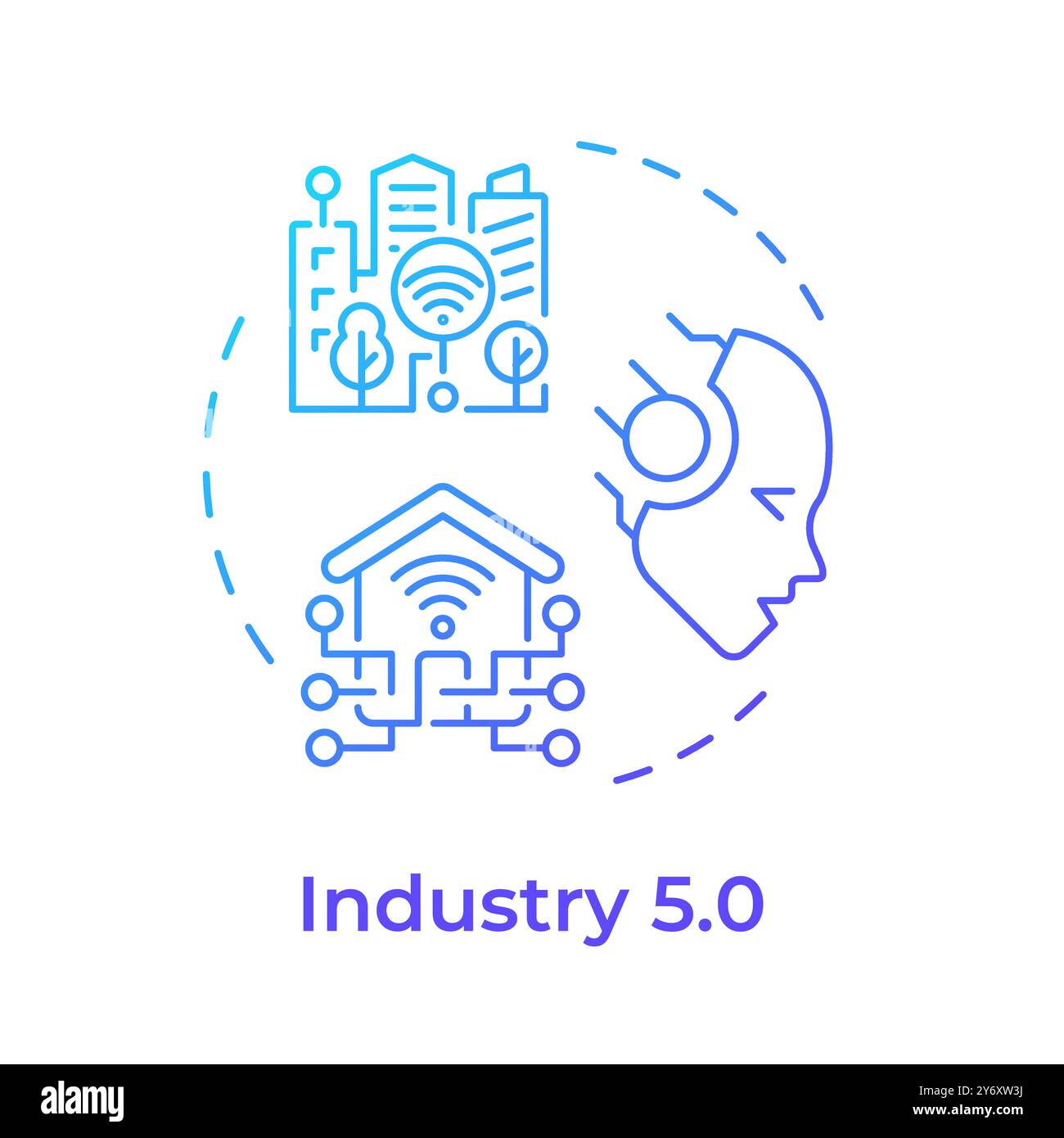 Industry 5.0 blue gradient concept icon Stock Vector
