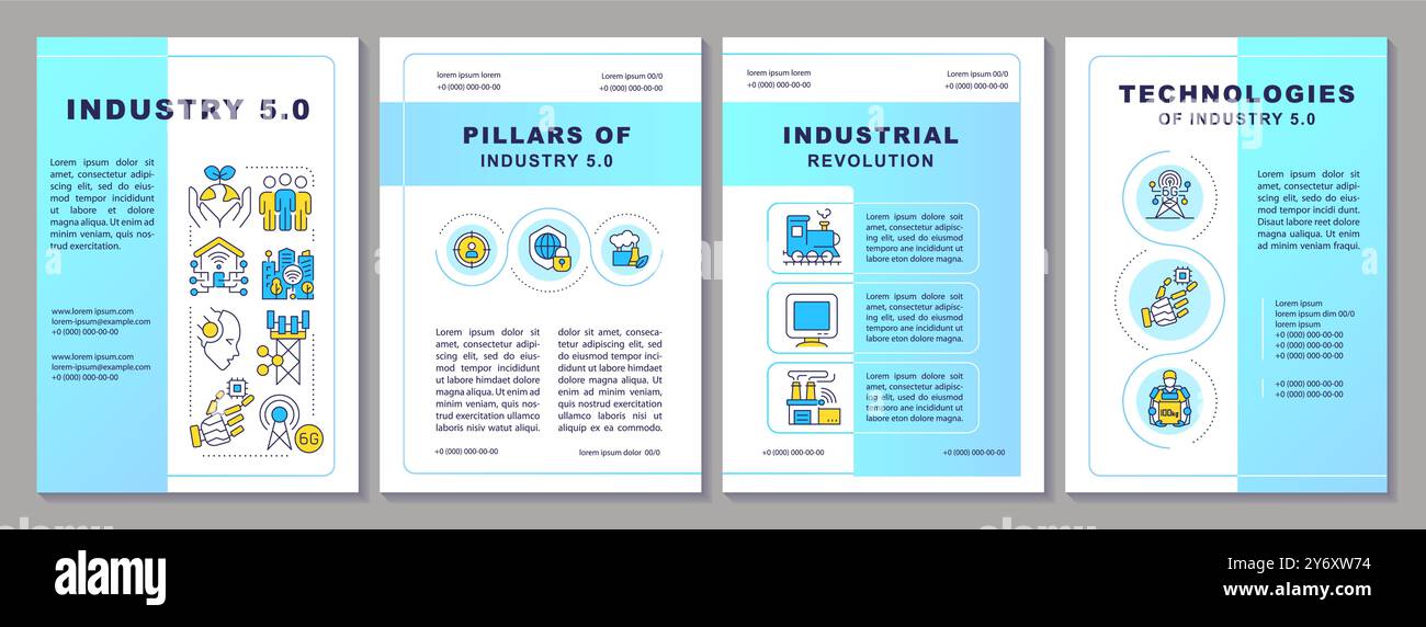 Industry 5.0 blue gradient brochure template Stock Vector Image & Art ...