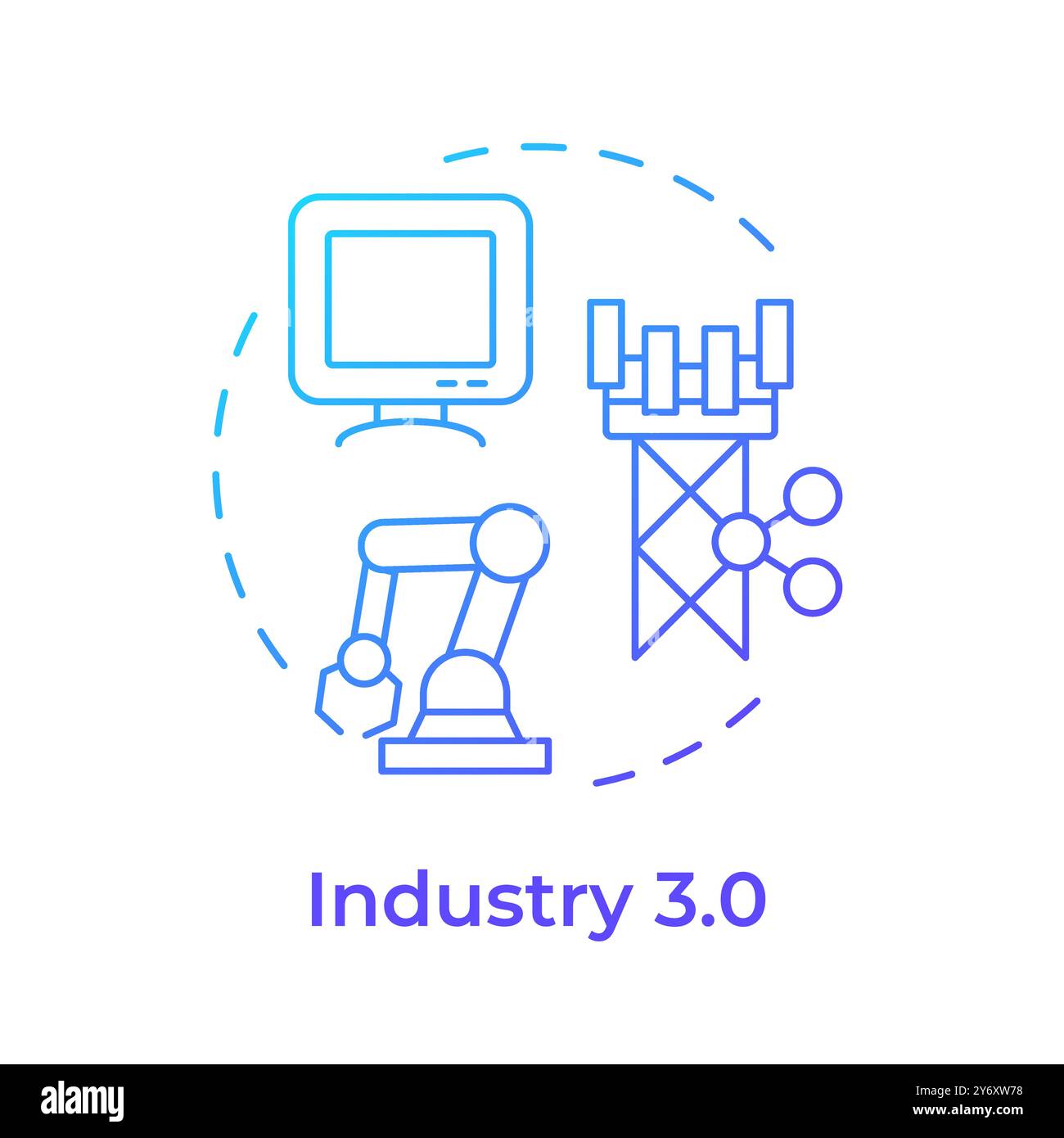 Industry 3.0 blue gradient concept icon Stock Vector