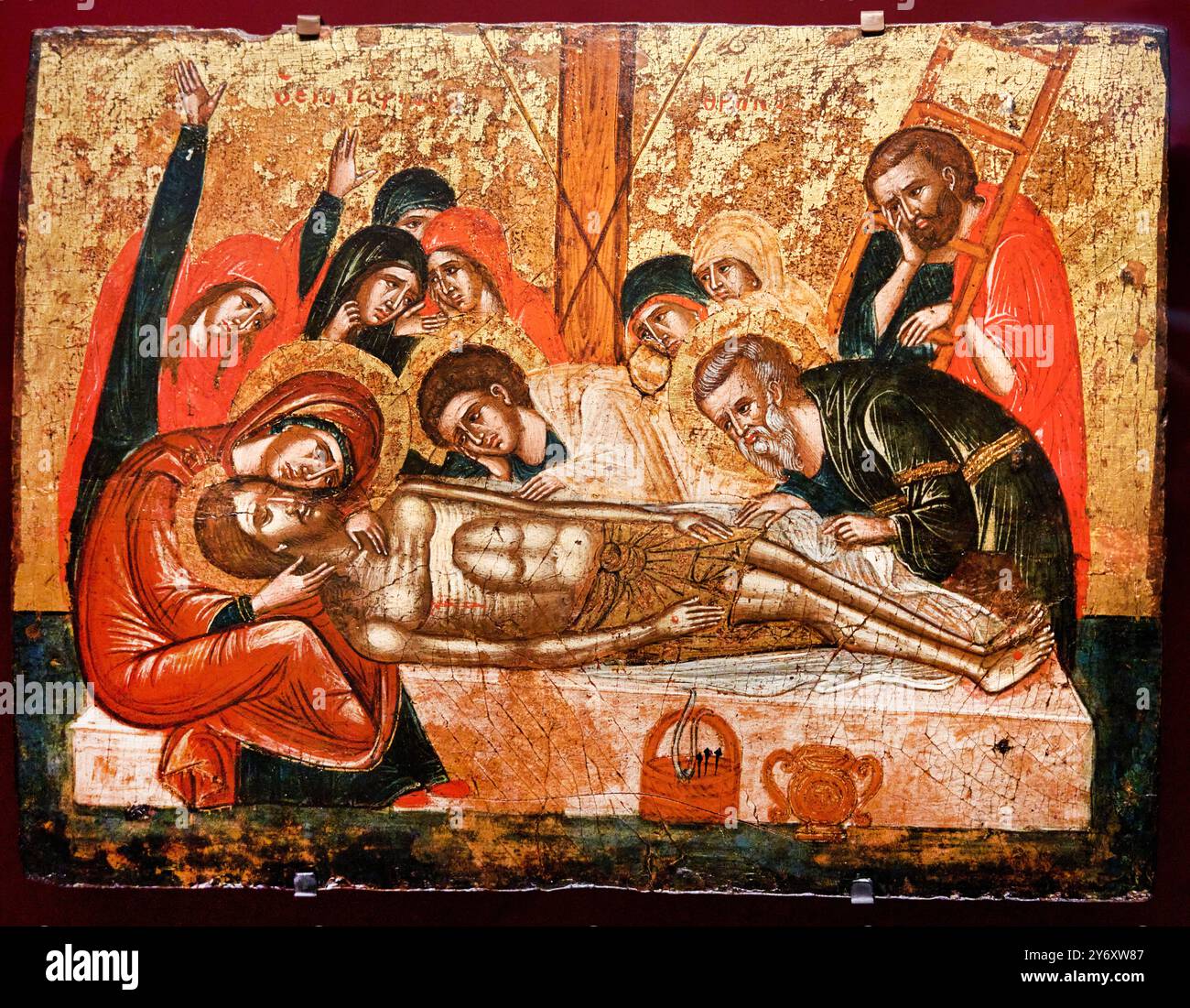 La Déploration Sur Le Christ Mort 17th Century Tempera Et Or Sur Bois