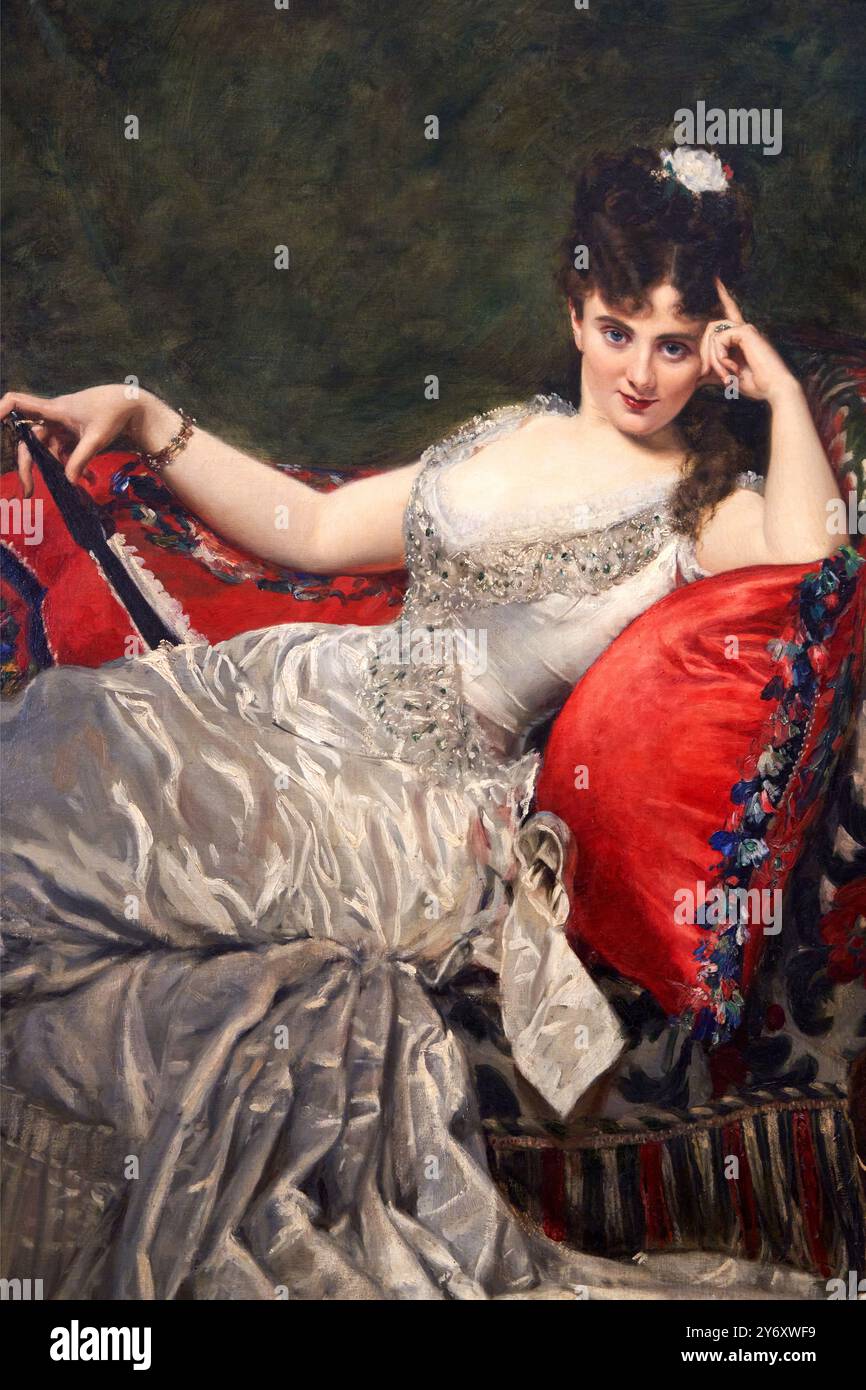 Detail, Portrait de Mademoiselle de Lancey, 1876, Huile sur toile, Charles Durand, dit Carolus-Duran, (Lille, 1837 - Paris, 1917), Petit Palais, City Stock Photo