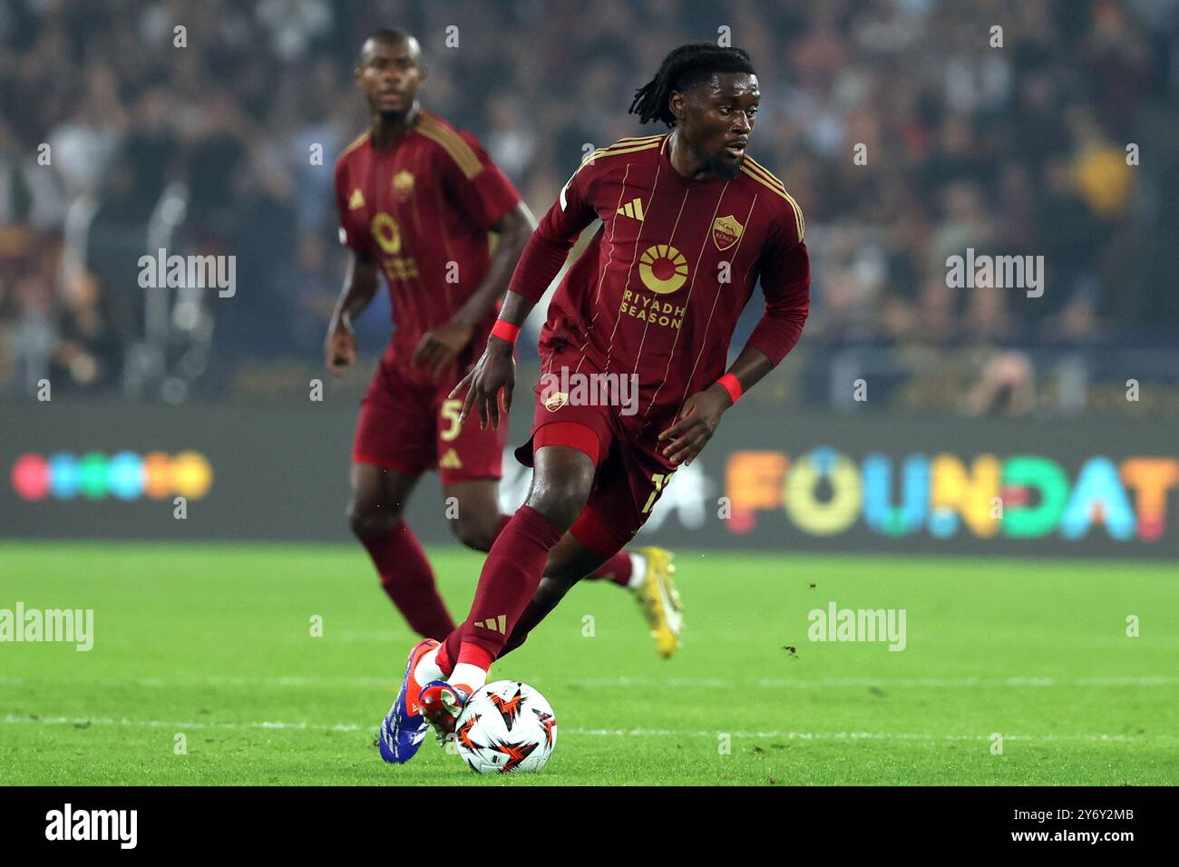 Rome, Italy 26.9.2024: Manu Kone of Roma during the UEFA Europa League 2024-2025  day 1, football match between AS Roma vs Athletic Club  Bilbao at Ol Stock Photo