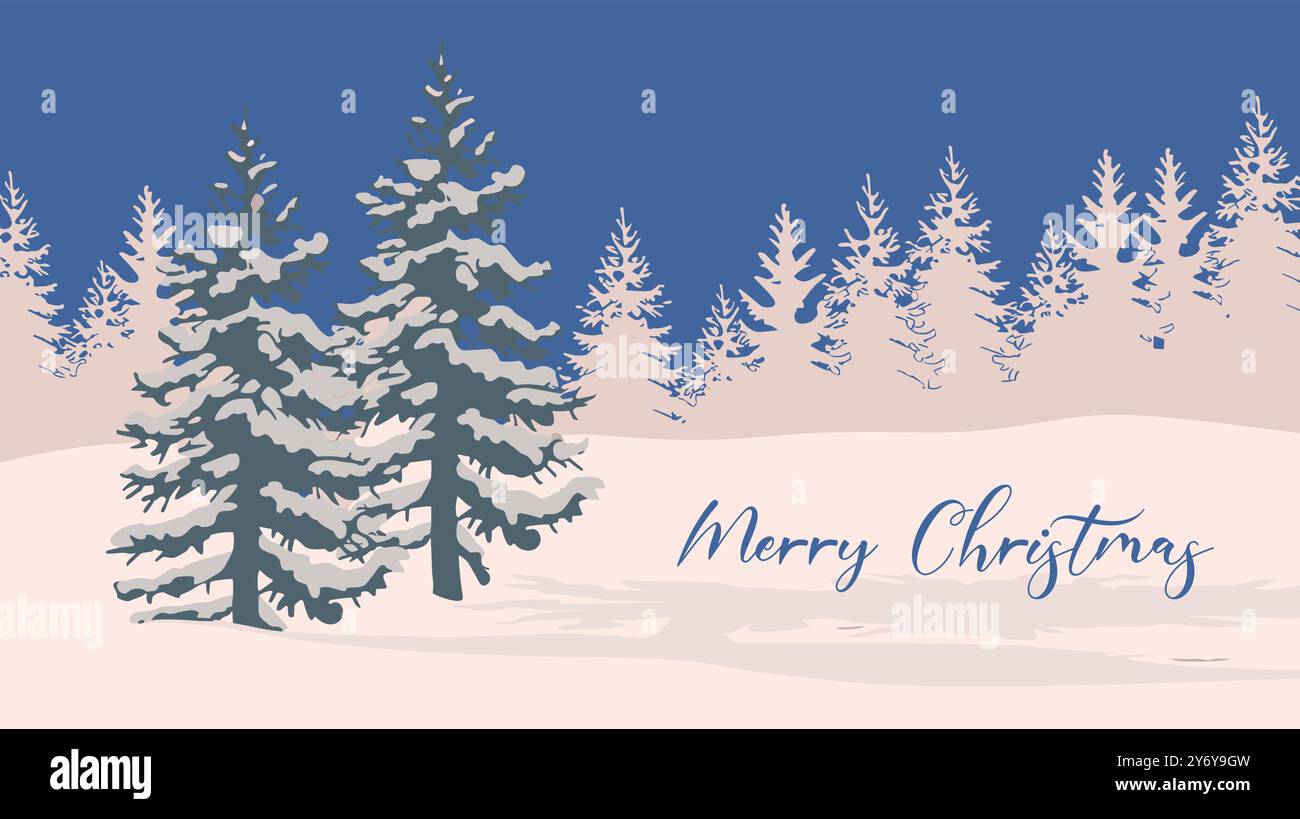 Christmas winter art landscape for card, banner Stock Vector Image ...