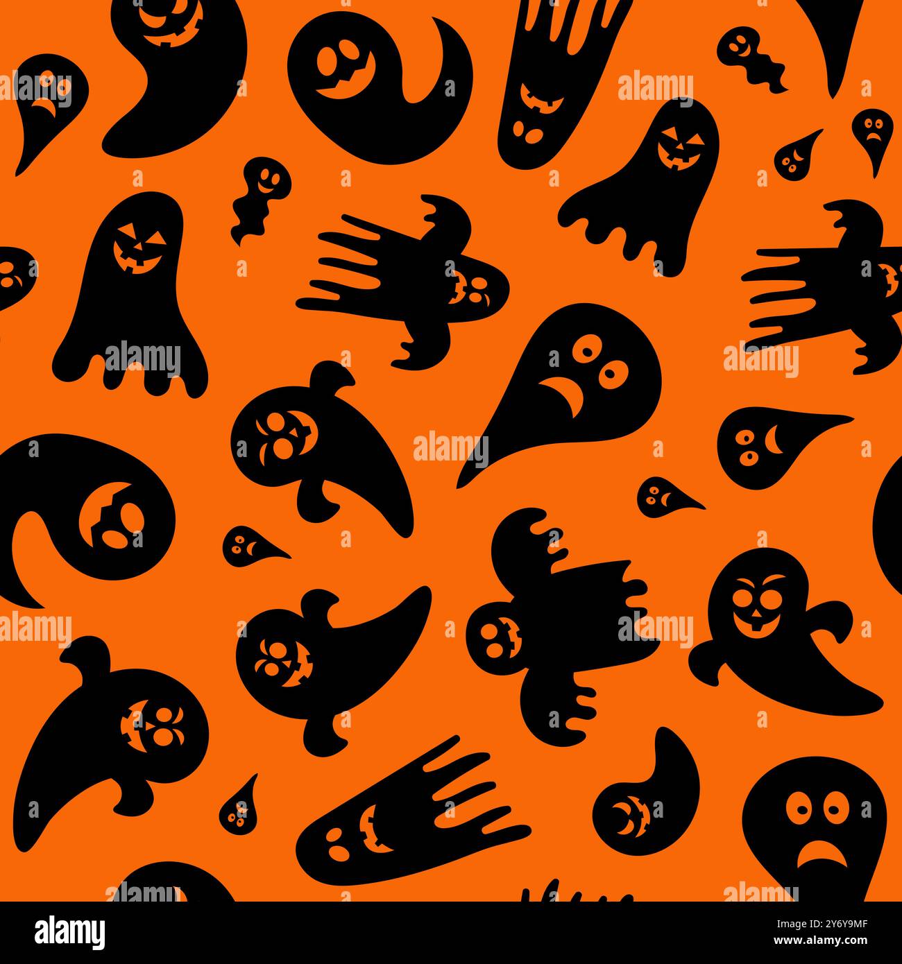 Seamless vector pattern for Halloween design. Halloween symbols ghost ...