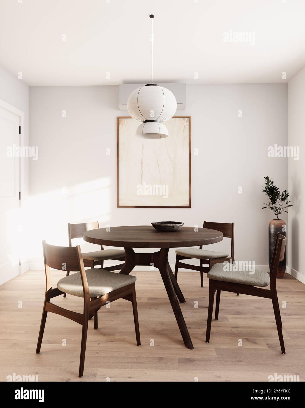 Visual Reference: Modern Dining Room Concept With Elegant Wooden Furniture And Minimalist