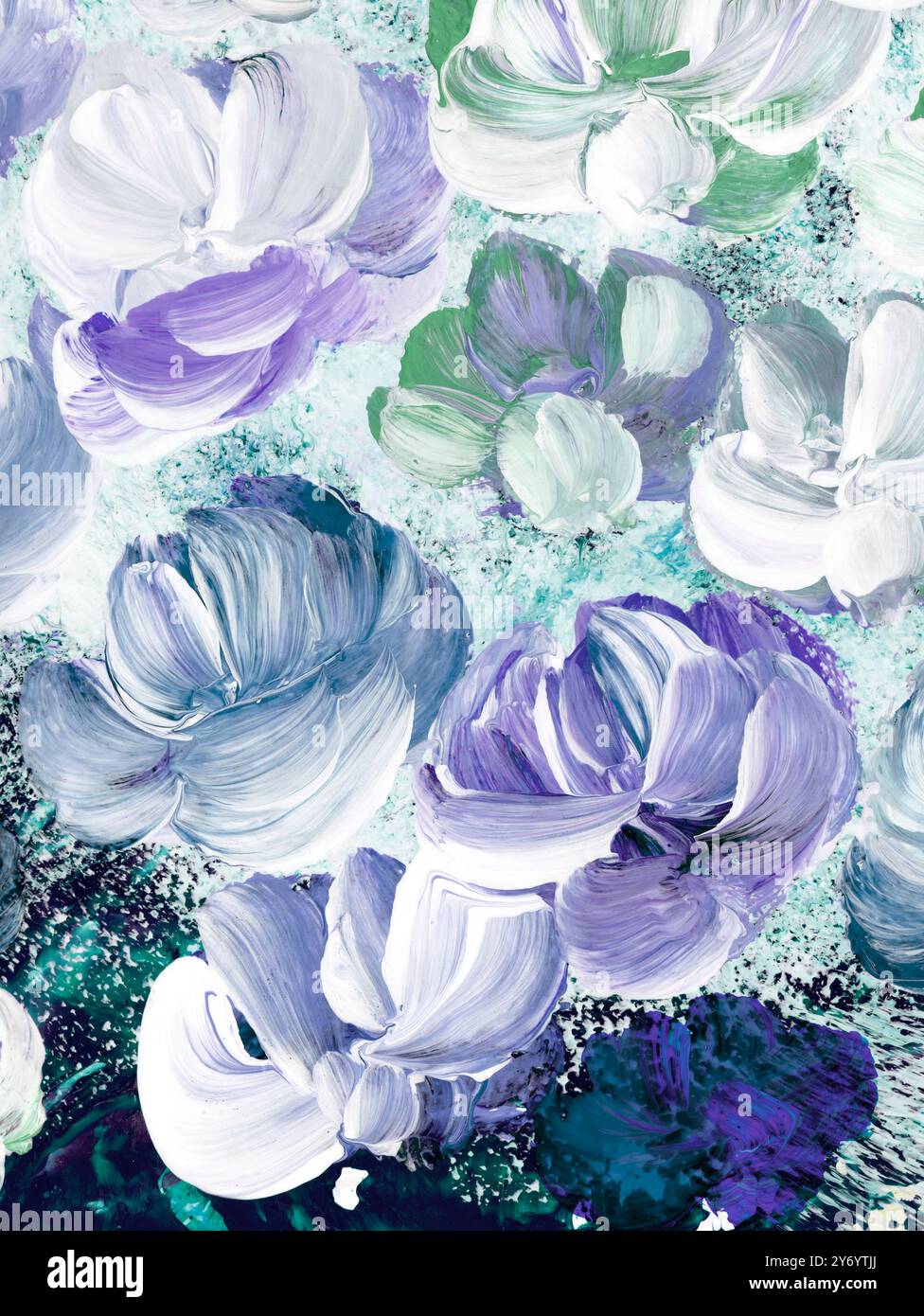 Abstract flower, original hand drawn, impressionism style, color ...