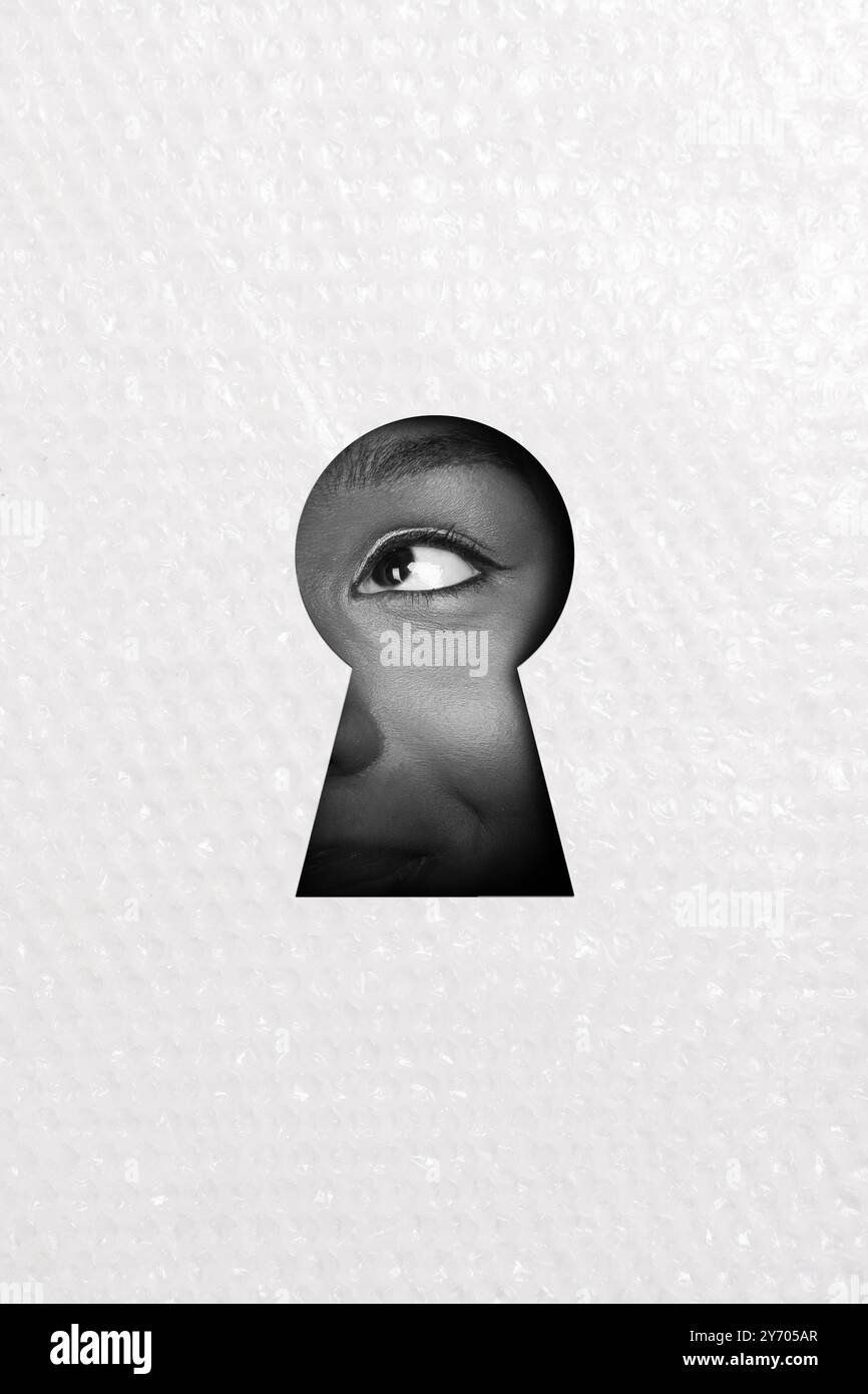 Vertical composite artwork collage image picture of girl eye look ...