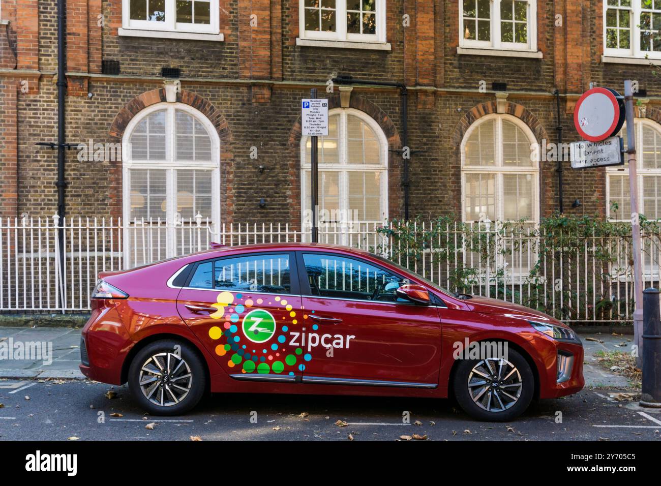 A Hyundai Ioniq Zipcar parked in east London on the Boundary Estate. Stock Photo