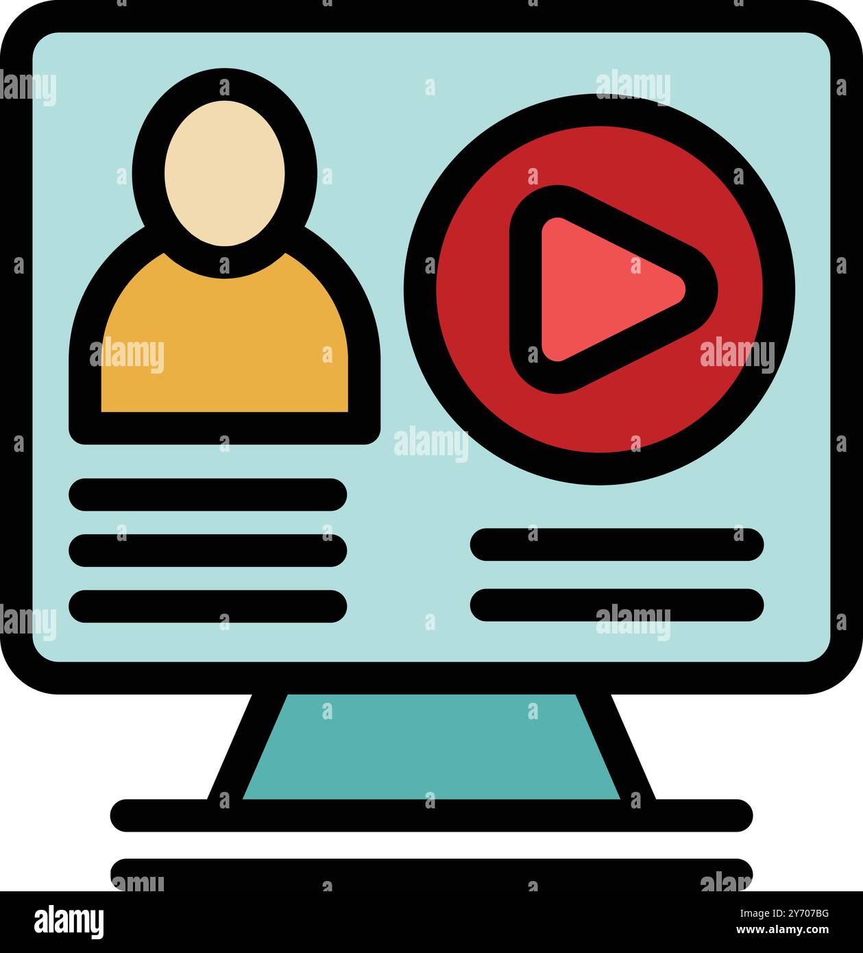 Cartoon style icon depicting the profile of an online video blogger, as ...