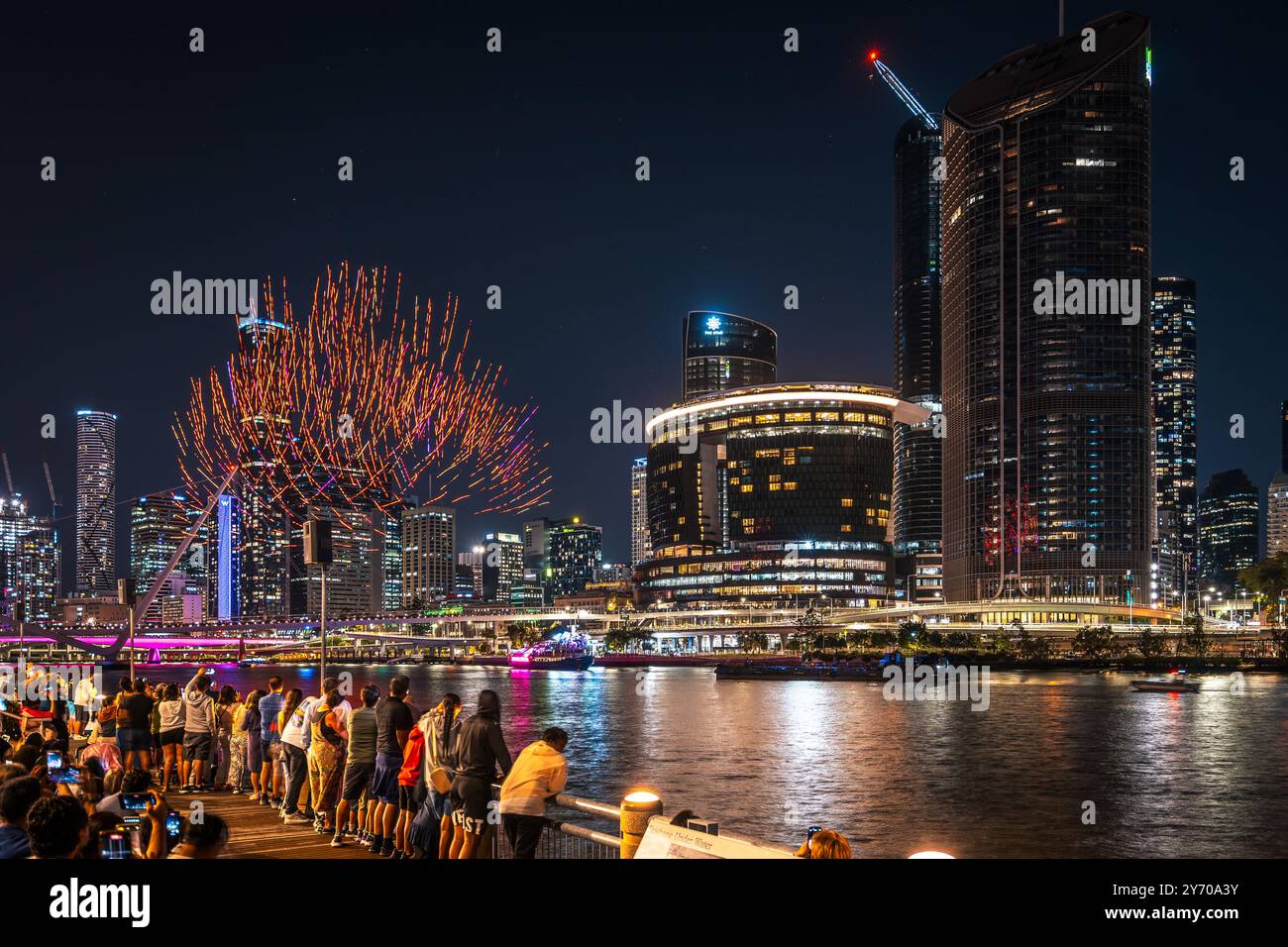 Brisbane, QLD, Australia Sep 21, 2024 Drone show at the Brisfest