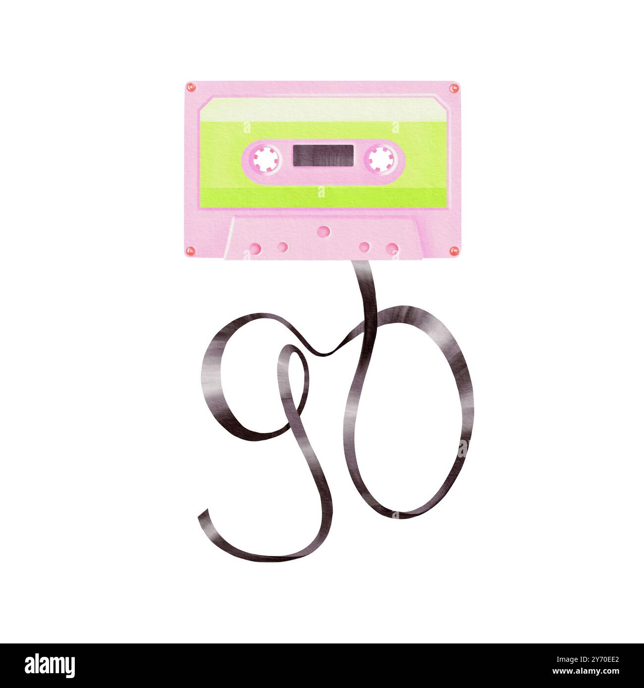 Cassette from portable 80's, 90's style retro player in pink color with ...