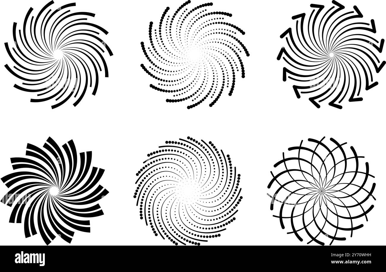 A series of black and white swirls. Vector illustration Stock Vector ...