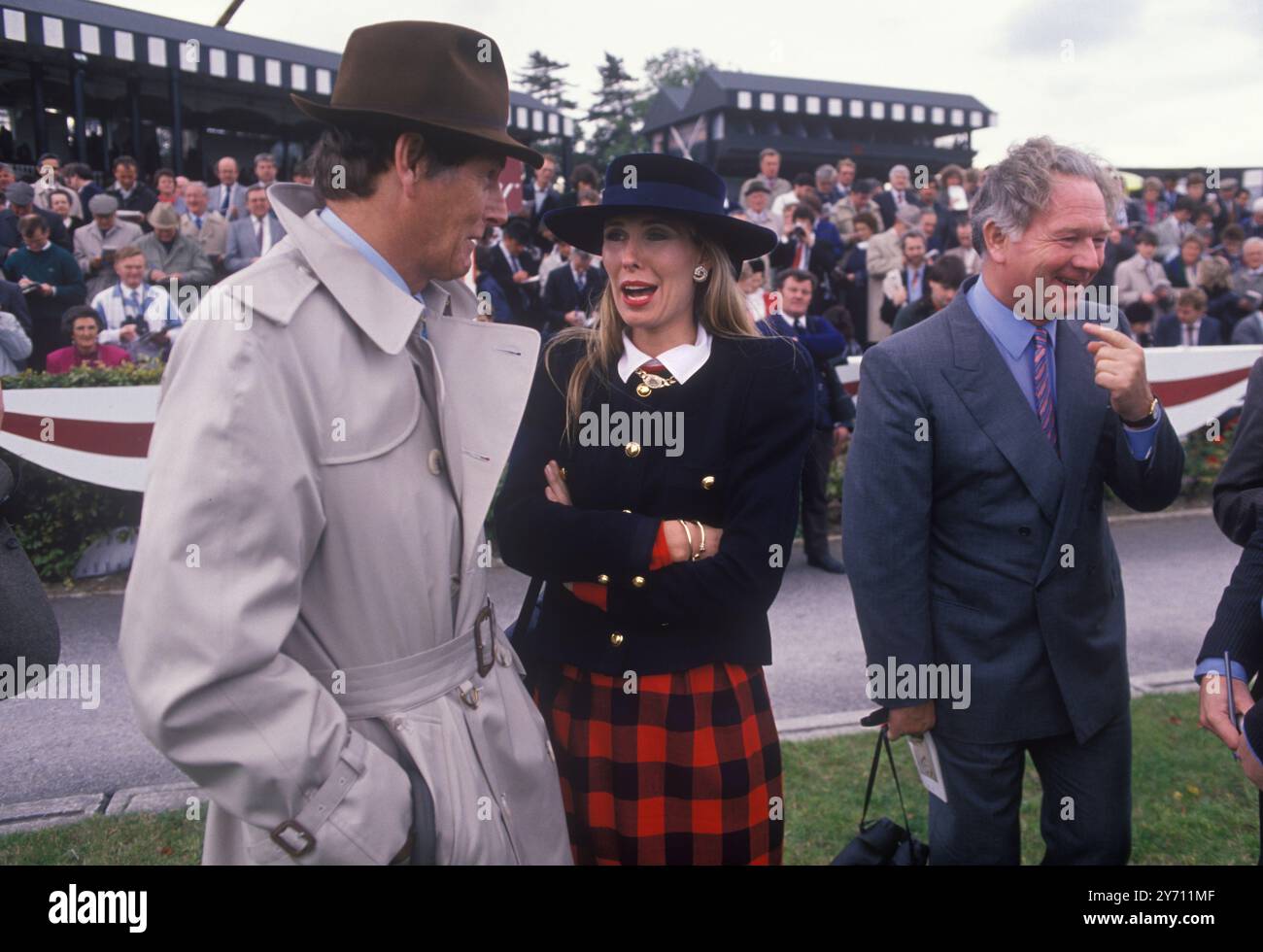 Race horse trainer, Mrs Susan Sangster Mr Robert Sangster having just won. Cartier Million Horse race Dublin 1989 1980s HOMER SYKES Stock Photo