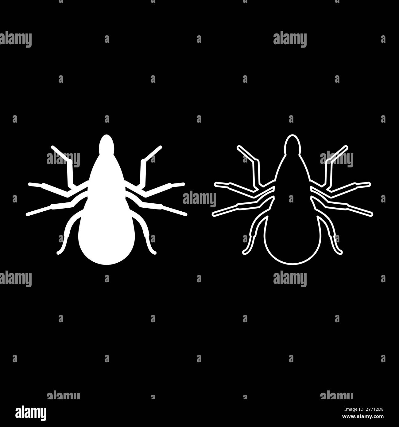 Tick mite set icon white color vector illustration image simple solid fill outline contour line thin flat style Stock Vector