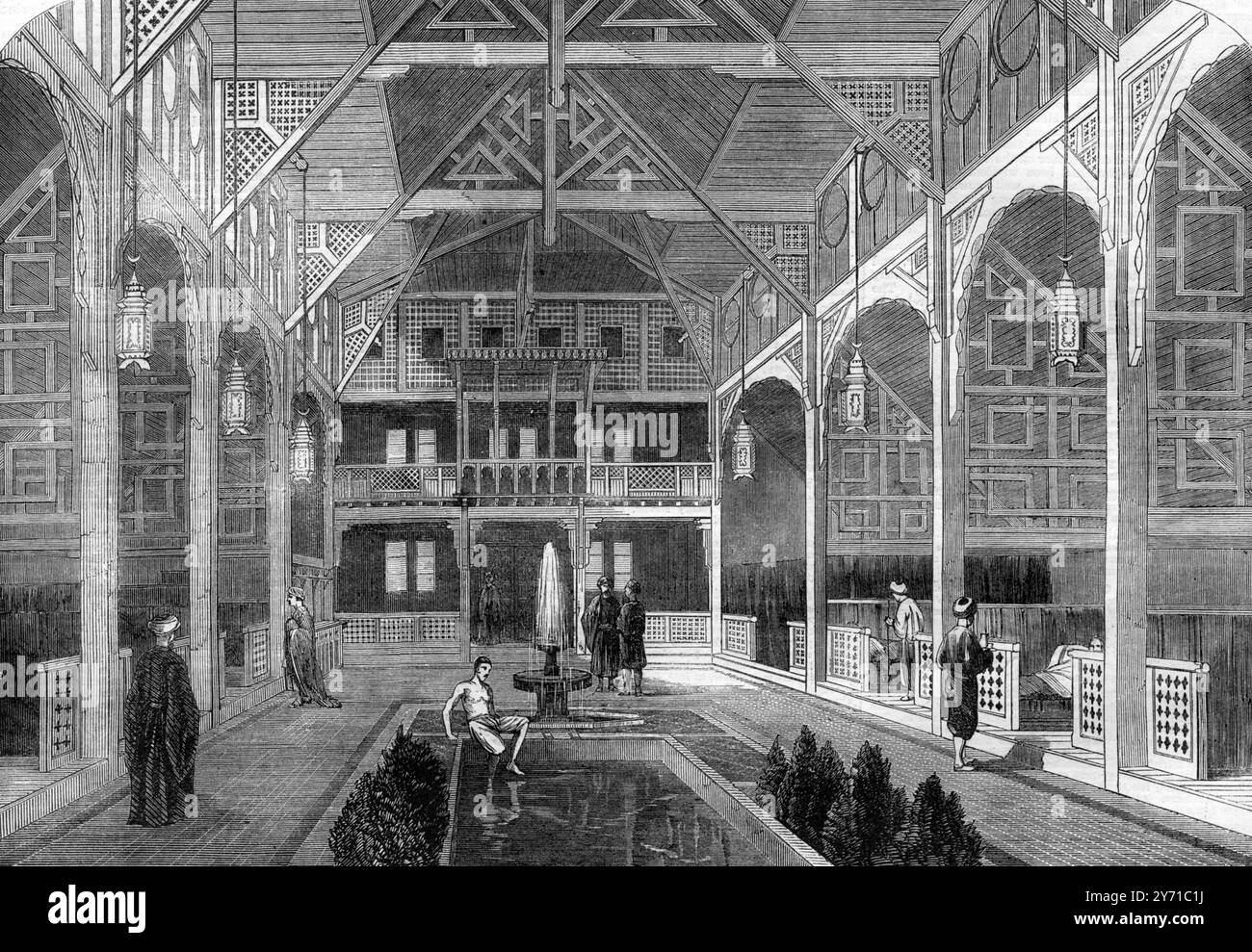 Turkish Baths in Jermyn Street , London : The Mishlakh , or cooling room 26 July 1862 Stock Photo