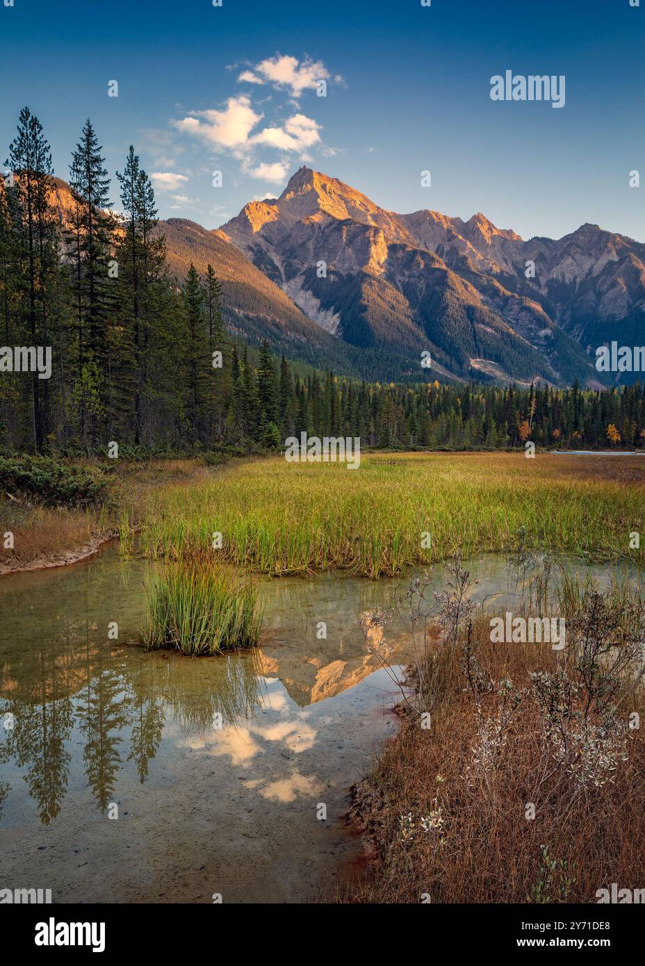 Breathtaking view of a mountain landscape with a lake reflecting the ...
