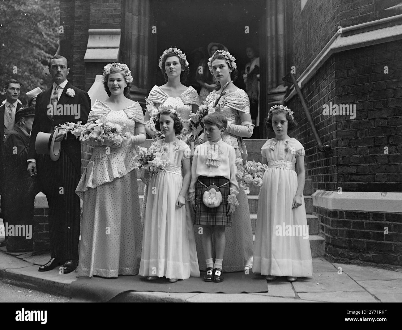 Niece of Duchess of Gloucester weds Lieut , Colonel Parbury .    Miss Eileen Syril Phipps , nice of the Duchess of Gloucester, was married to Lieut . Colonel Phillip Parbury , of Wollongong , N . S .W . , Australia , at Holy Trinity Church , Brompton , in London .    Picture shows : The young Prince William of Gloucester wears lace ruffles with his kilt , as he takes his place with the bridal attendants , after today ’s wedding ceremony . Stock Photo