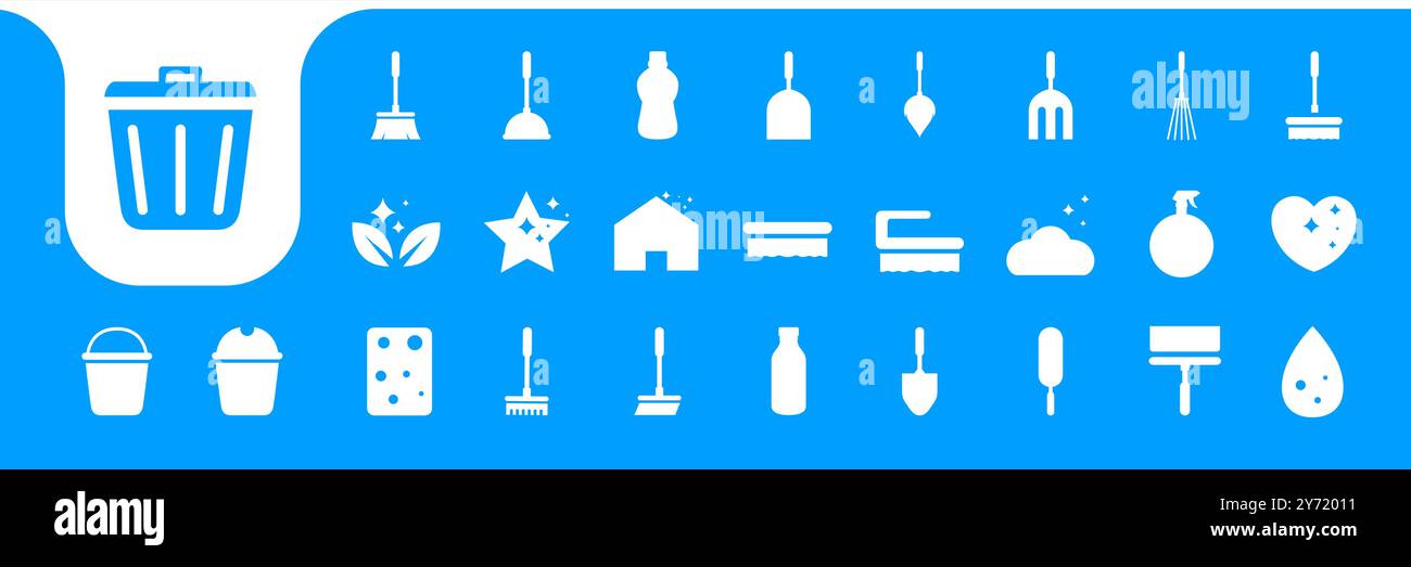 cleaning equipment set flat icon design vector Stock Vector