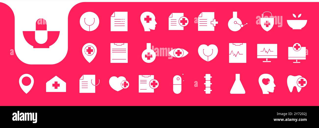 medical flat icon set design vector Stock Vector