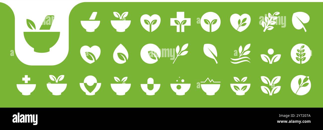 herbal medicine nature flat icon collection vector design Stock Vector