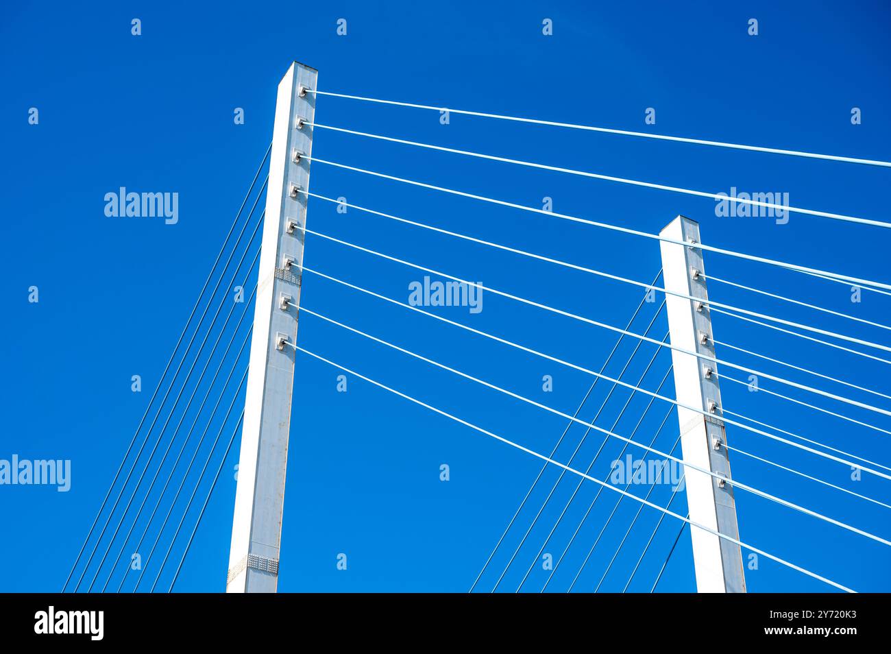 Bridge Long Metal Rope Abstract lines of the metal ropes of a hanging bridge, Hasselt, Limburg ...